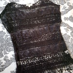 Black crochet transparent shirt